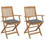 vidaXL Chaises pliables de jardin lot de 2 avec coussins Bois d'acacia