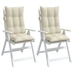 vidaXL Coussins de chaise à dossier haut lot de 2 crème tissu oxford