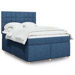 vidaXL Sommier à lattes de lit avec matelas Bleu 140x190 cm Tissu