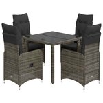 vidaXL Ensemble de bistro de jardin 5 Pièces coussins gris poly rotin