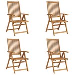 vidaXL Chaises pliables de jardin lot de 4 Bois d'acacia solide