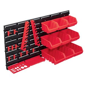 vidaXL Kit de bacs de stockage et panneaux muraux 34 Pièces Rouge et noir