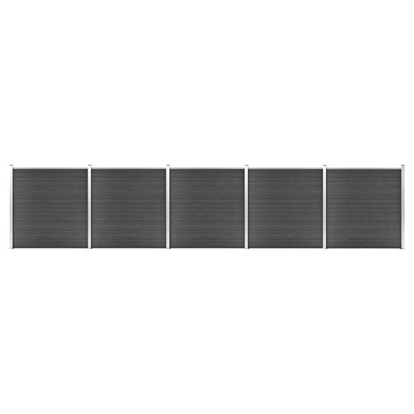 vidaXL Ensemble de panneau de clôture WPC 872x186 cm Noir