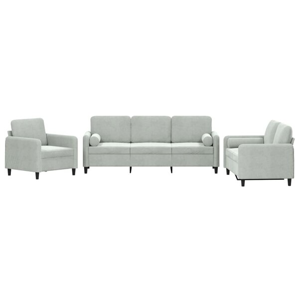 vidaXL Ensemble de canapés 3 Pièces avec coussins gris clair velours