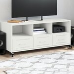 vidaXL Meuble TV blanc 100 5x39x43 5 cm acier