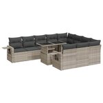 vidaXL Salon de jardin 11 Pièces avec coussins gris clair résine tressée