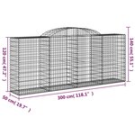 vidaXL Paniers à gabions arqués 11 Pièces 300x50x120/140 cm fer galvanisé