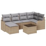 Ensemble de canapé de jardin 7 pièces avec coussins en rotin noir