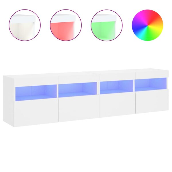 vidaXL Meubles TV muraux avec lumières LED 2 Pièces blanc 80x30x40 cm