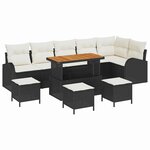 vidaXL Ensemble de canapé de jardin avec coussin 10 Pièces Noir et Crème