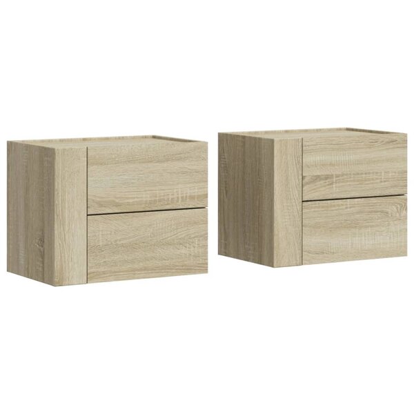 vidaXL Tables de chevet murales 2 Pièces chêne sonoma 45x30x35 cm