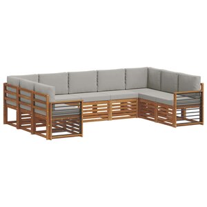 vidaXL Ensemble de canapés d'extérieur 9 pc Gris Naturel et Clair