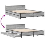 vidaXL Cadre de lit avec tiroirs sans matelas sonoma gris 140x200 cm