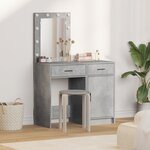 Ensemble de coiffeuse 2 pièces avec LED en bois gris béton