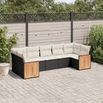 vidaXL Salon de jardin 7 Pièces avec coussins noir résine tressée