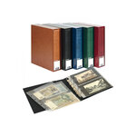 Reliure Publica M Lindner avec boitier de protection garnie de 20 feuilles pour cartes postales et billets de banque. Couleur - Noir