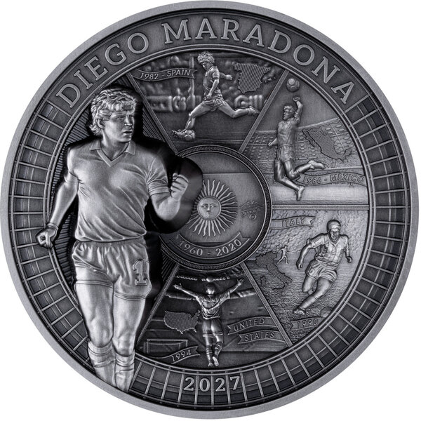 Monnaie DIEGO MARADONA Argent 10$ Samoa 2026 (PRÉCOMMANDE)