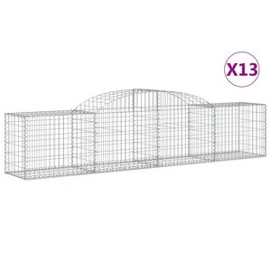 vidaXL Paniers à gabions arqués 13 Pièces 300x50x60/80 cm fer galvanisé