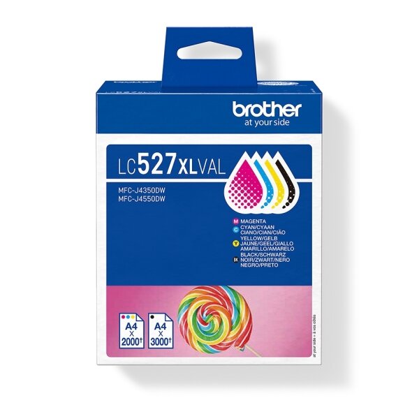 Brother LC527XLVAL Lot de 4 cartouches d'encre d'origine (BK/C/M/Y) - LC527XLVAL