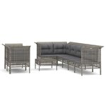 vidaXL Salon de jardin 9 Pièces avec coussins Gris Résine tressée