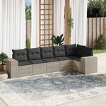 vidaXL Salon de jardin 6 Pièces avec coussins gris clair résine tressée