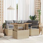 vidaXL Ensemble de canapé de jardin 5 Pièces Beige Poly rotin