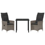 vidaXL Ensemble de salle à manger pour jardin 3 Pièces Gris Poly rotin