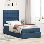 vidaXL Lit ottoman avec matelas bleu 90x200 cm tissu