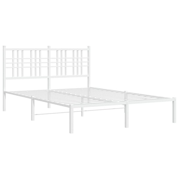 vidaXL Cadre de lit métal avec tête de lit blanc 140x200 cm