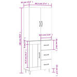 vidaXL Buffet haut Sonoma gris 69 5x34x180 cm Bois d'ingénierie