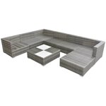vidaXL Salon de jardin 8 Pièces avec coussins Résine tressée Gris