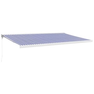 vidaXL Auvent rétractable bleu et blanc 5x3 m tissu et aluminium