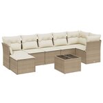 vidaXL Salon de jardin avec coussins 8 Pièces beige résine tressée
