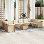 vidaXL Salon de jardin 11 Pièces avec coussins beige résine tressée