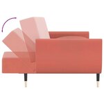 vidaXL Canapé-lit à 2 places avec deux oreillers Rose Velours