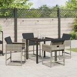 vidaXL Ensemble de salle à manger de jardin 5 pièces avec coussins gris clair en rattan poly
