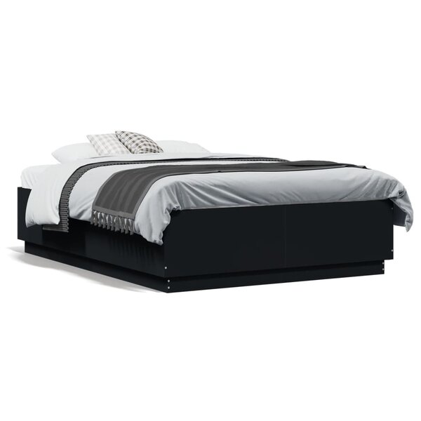 vidaXL Cadre de lit sans matelas noir 135x190 cm