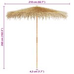 vidaXL Parasol en bambou avec toit en feuille de bananier 270 cm