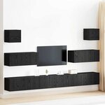 vidaXL Ensemble de meuble TV de 7 pièces - À fixer au mur  Chêne noir  Bois agencé