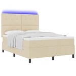 vidaXL Lit à ressorts avec matelas avec LED Crème 140 x 200 cm tissu