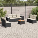 vidaXL Salon de jardin 8 Pièces avec coussins noir résine tressée
