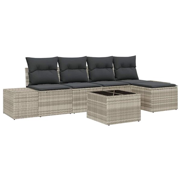 vidaXL Ensemble de canapé de jardin avec coussin 6 Pièces Gris clair