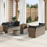 vidaXL Canapé de Jardin 9 Pièces avec Coussins Gris en Rattan Synthétique