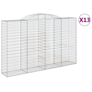 vidaXL Paniers à gabions arqués 13 Pièces 300x50x180/200 cm fer galvanisé