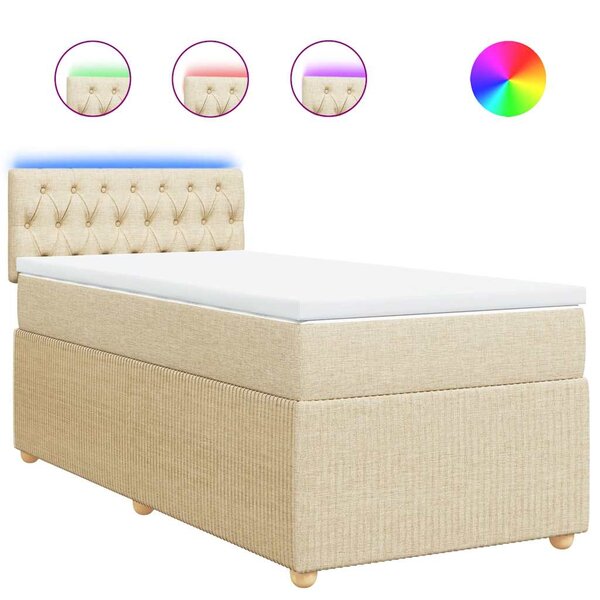 vidaXL Sommier à lattes de lit avec matelas Crème 100x200 cm Tissu