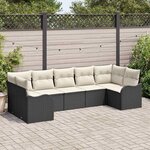 vidaXL Ensemble de canapé de jardin 7 Pièces Noir et blanc Poly rotin