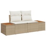 Ensemble de Canapé de Jardin 5 Pièces avec Coussins Beige Poly Rotin Acacia