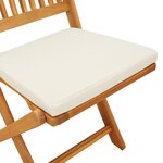 Chaises de jardin pliantes vidaXL avec coussin blanc 6 pièces en bois d'acacia massif