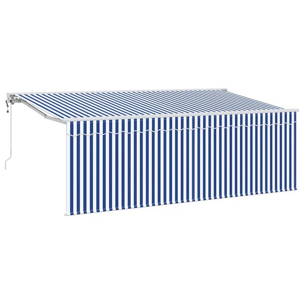 vidaXL Auvent Rétractable Rayé Bleu et blanc 350 x 200 cm Tissu  métal