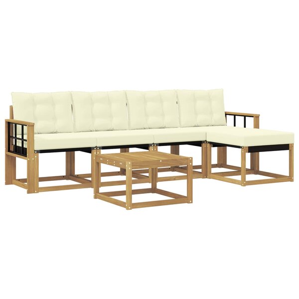 vidaXL Ensemble de canapés d'extérieur 6 pc Blanc et crème